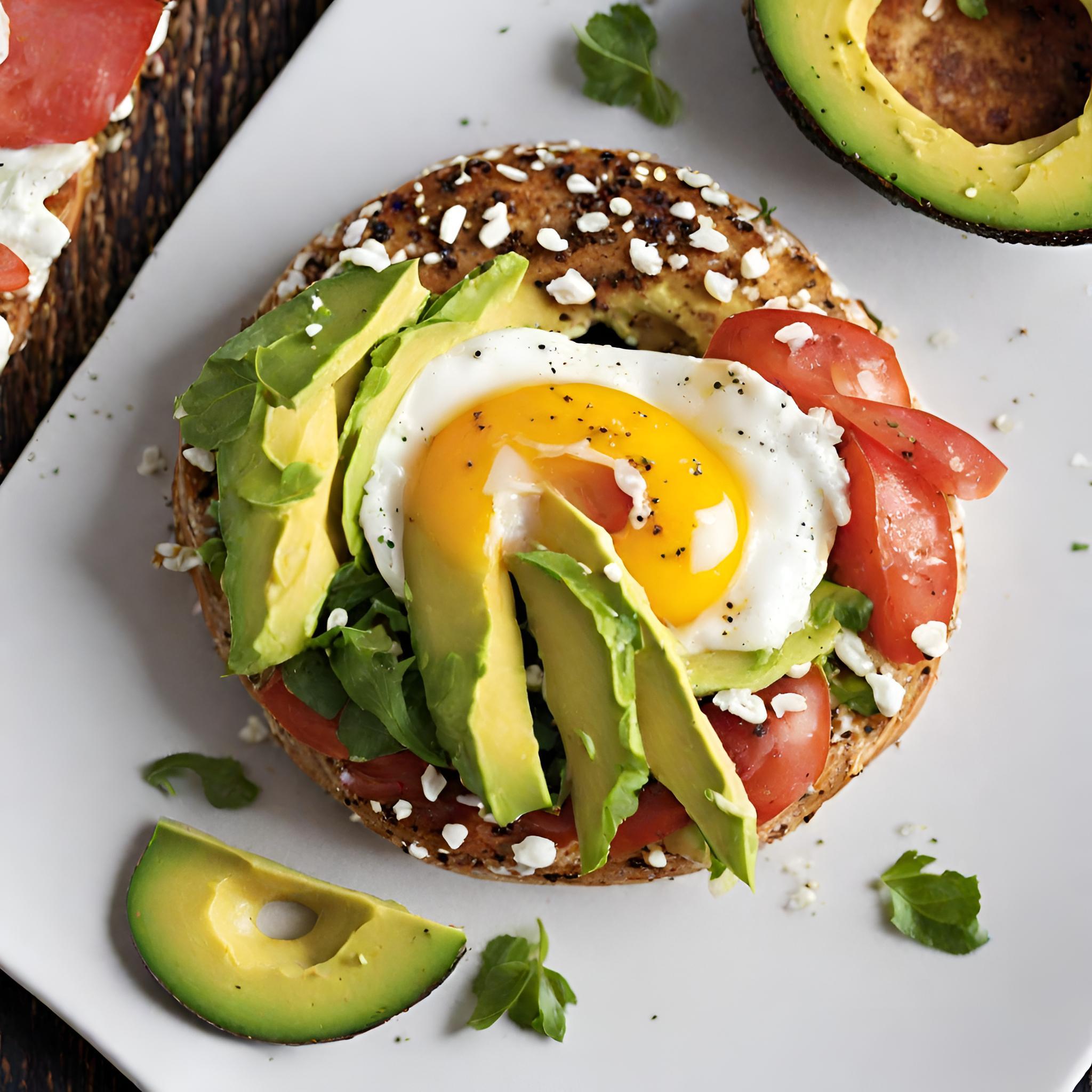 bagel toppings of Avocado and Egg 