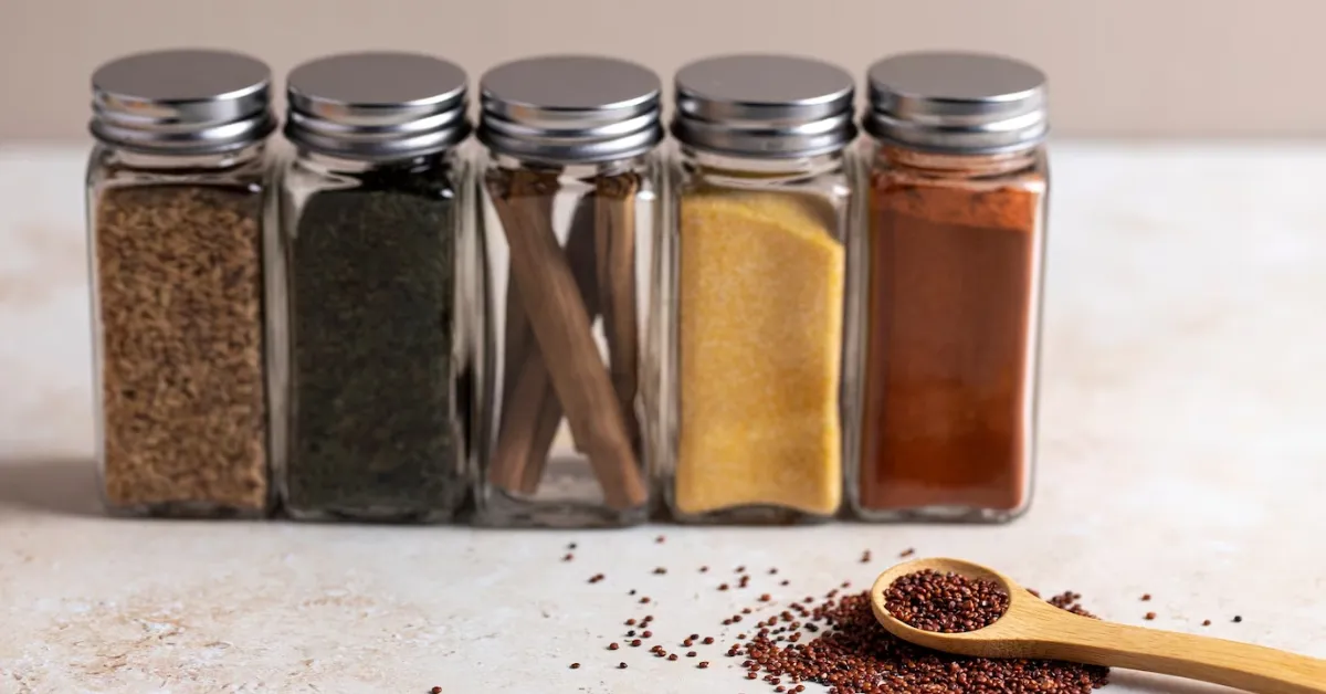 A picture showcasing 5 homemade seasoning.