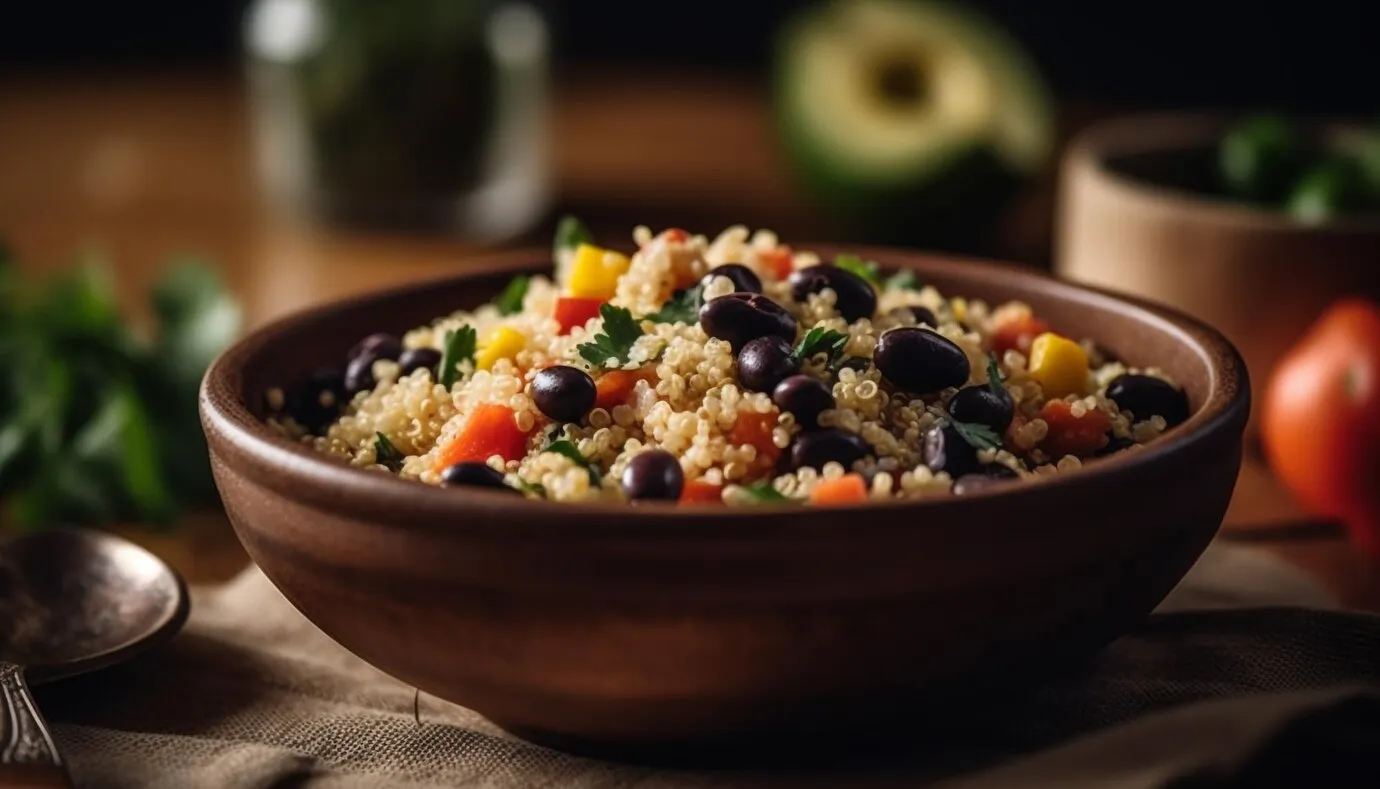 Quinoa salad, a rich source of plant-based protein