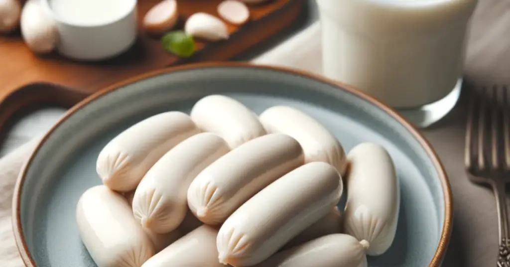 Close-up of sausages with powdered milk ingredients, highlighting the unique culinary practice