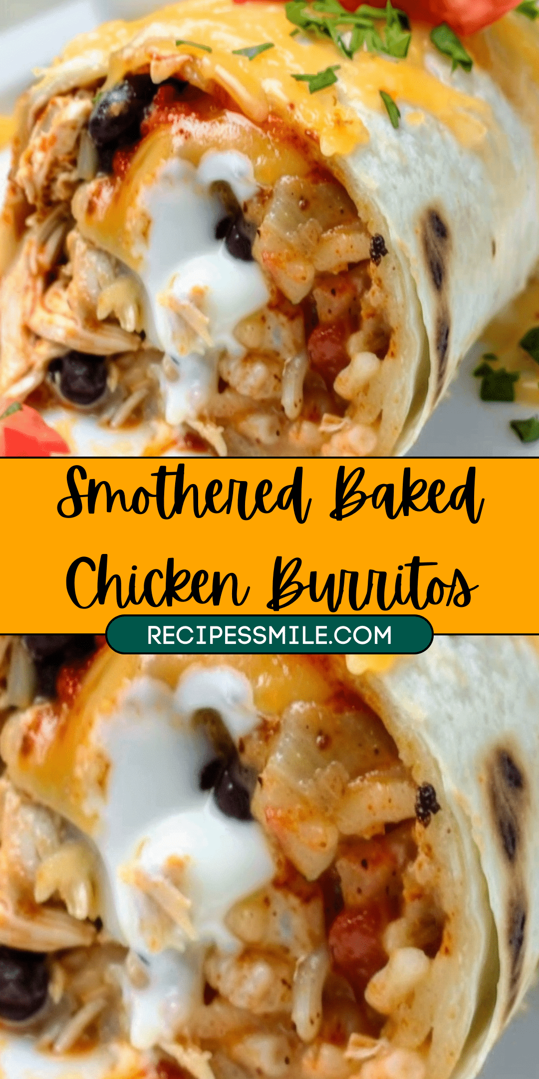 Smothered Baked Chicken Burritos - Recipes Smile