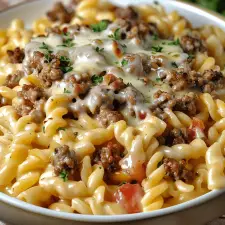 Loaded Cheeseburger Alfredo Pasta