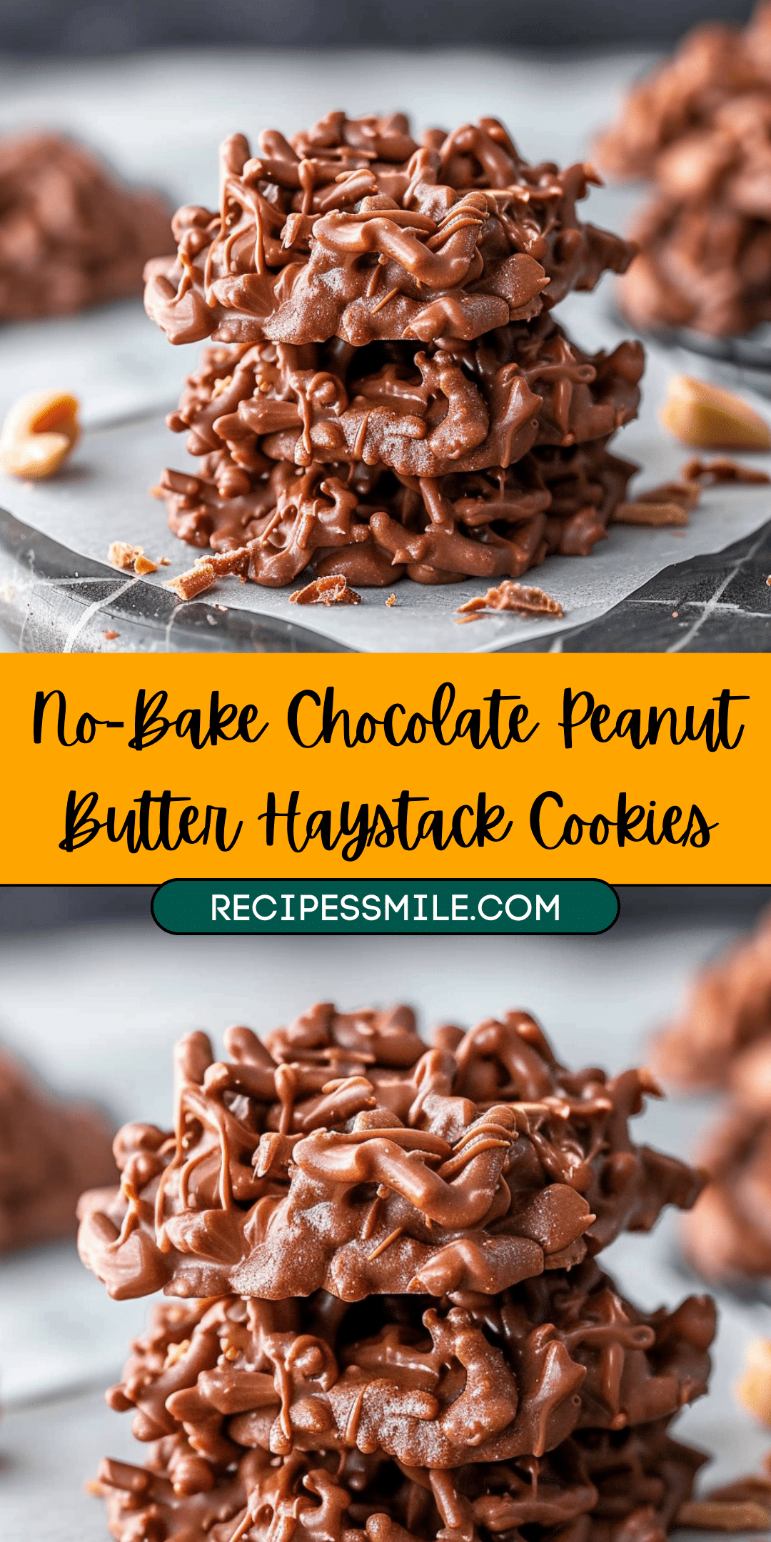 No-Bake Chocolate Peanut Butter Haystack Cookies - Recipes Smile