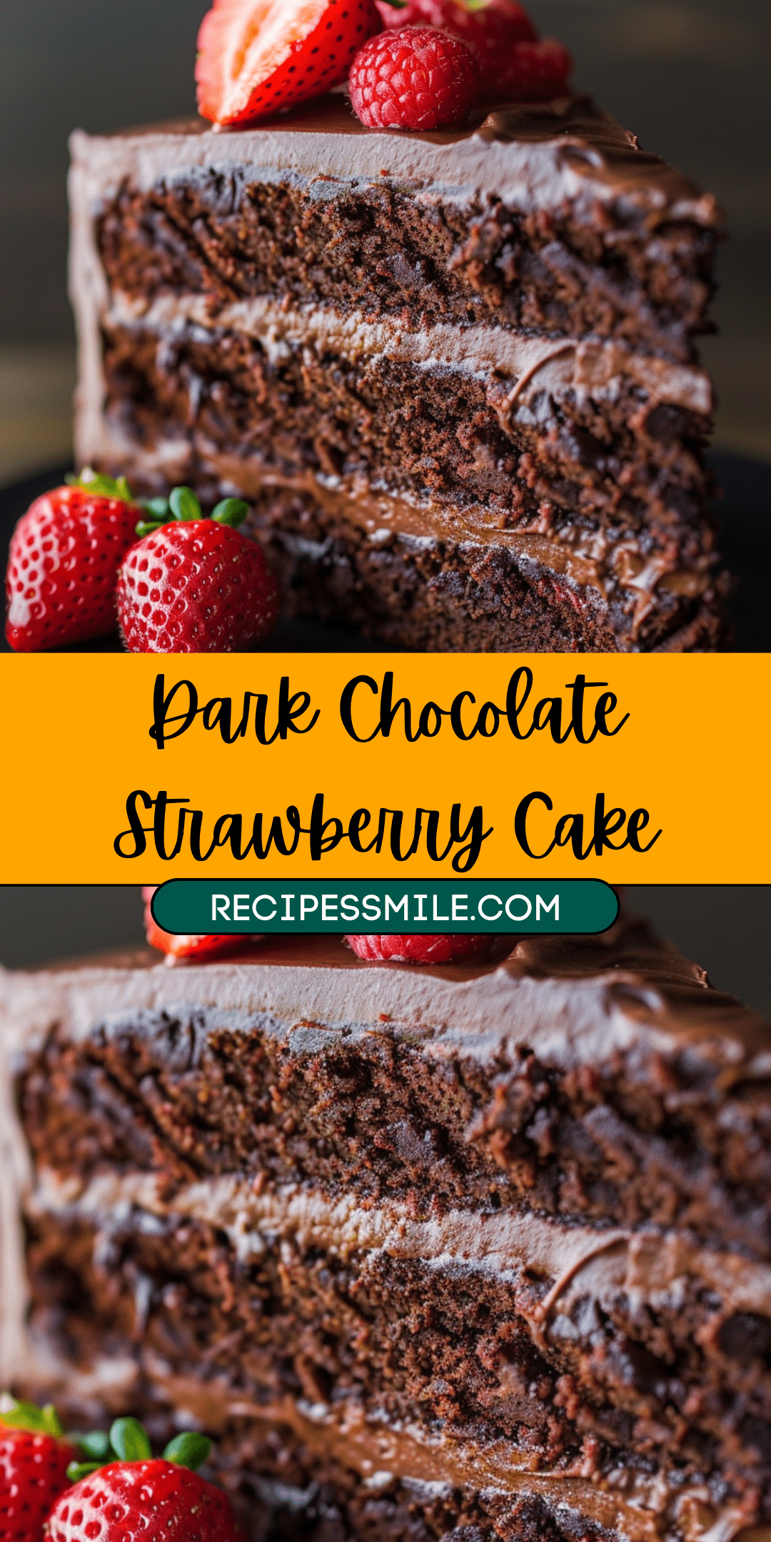 Dark Chocolate Strawberry Cake - Recipes Smile
