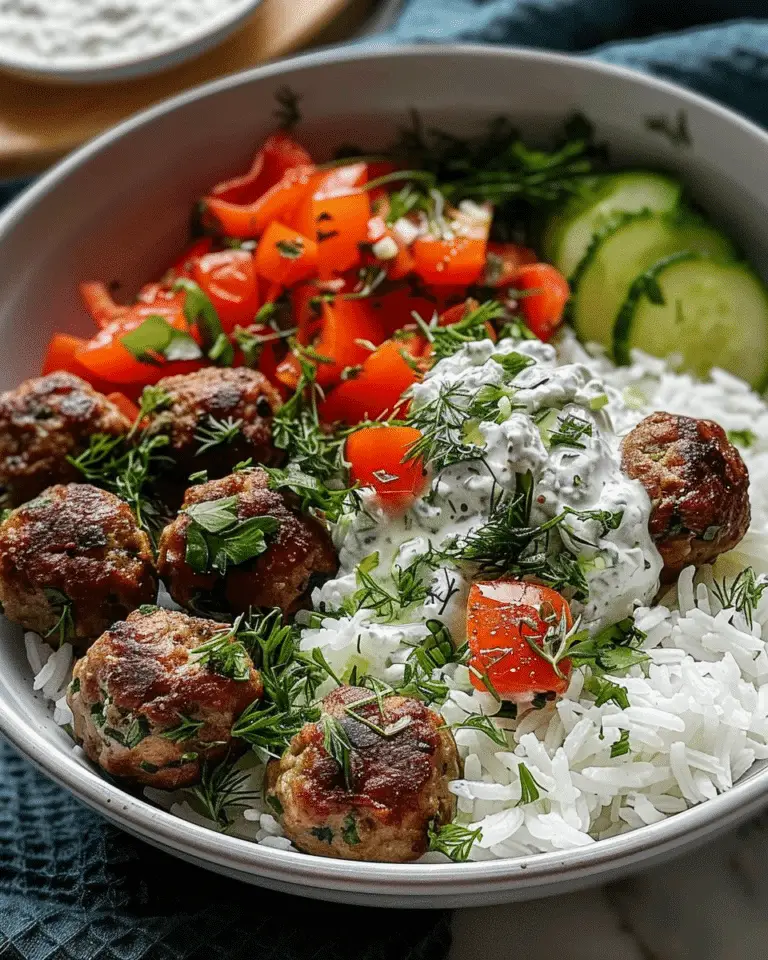 Ultimate Mediterranean Meatball Bowl with Tzatziki & Rice - Recipes Smile